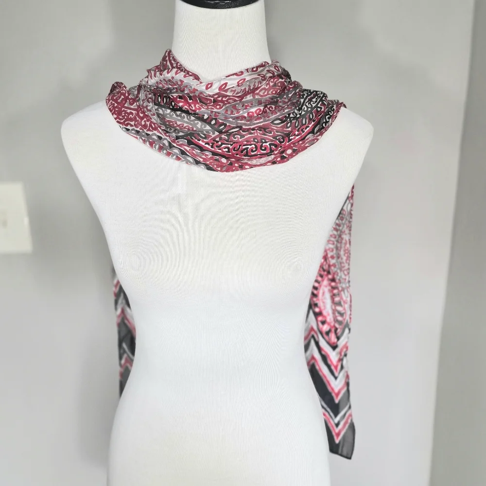 Jones New York Silk Scarf Black Red And Women's Scarf Summer Scarf Purse Scarf
